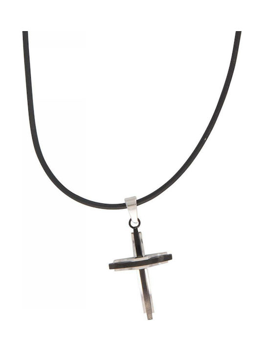 Black Cross from Steel with Cord