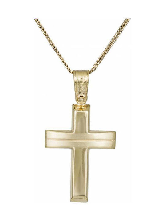 Herren Gold Kreuz 14K mit Kette