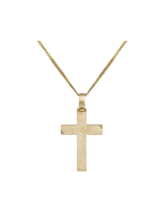 Herren Gold Kreuz 14K mit Kette