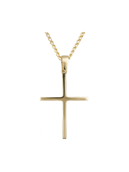 Herren Gold Kreuz 14K mit Kette