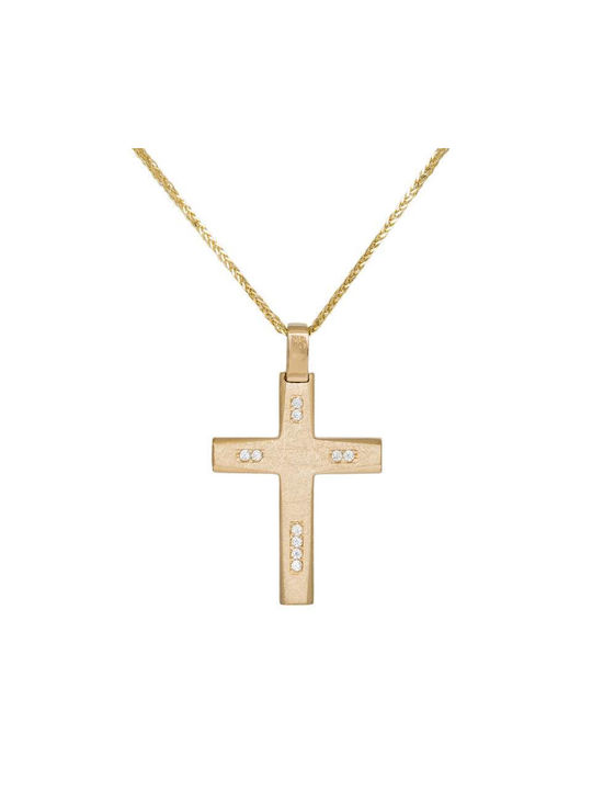 Damen Gold Kreuz 14K mit Kette