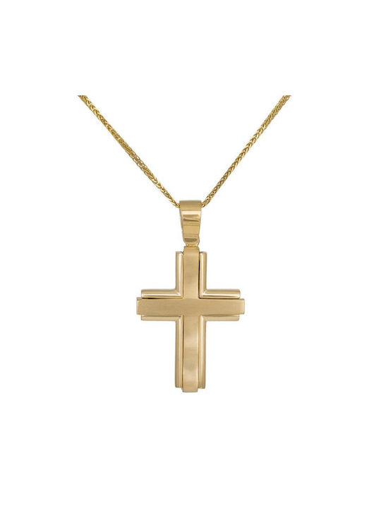 Herren Gold Kreuz 18K mit Kette