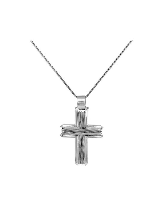 Men's White Gold Cross 18K with Chain