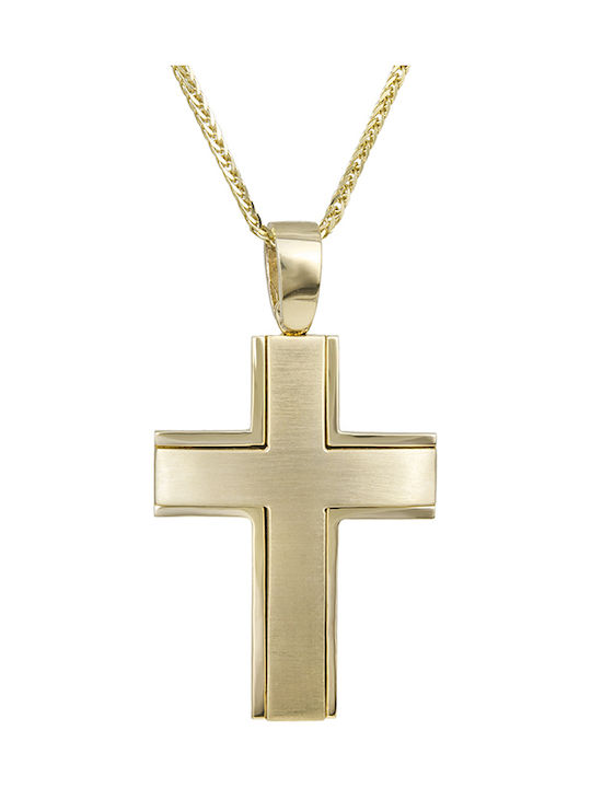 Herren Gold Kreuz 18K mit Kette