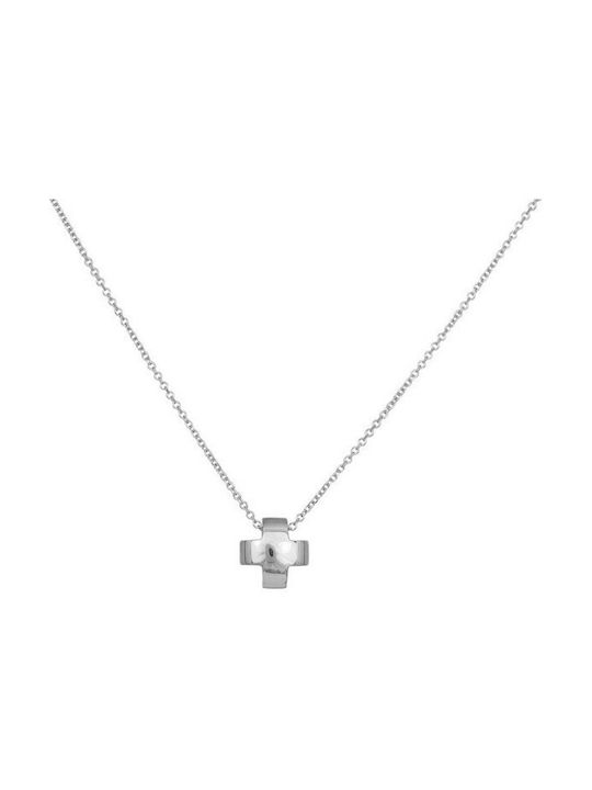 Damen Weißgold Kreuz 14K mit Kette