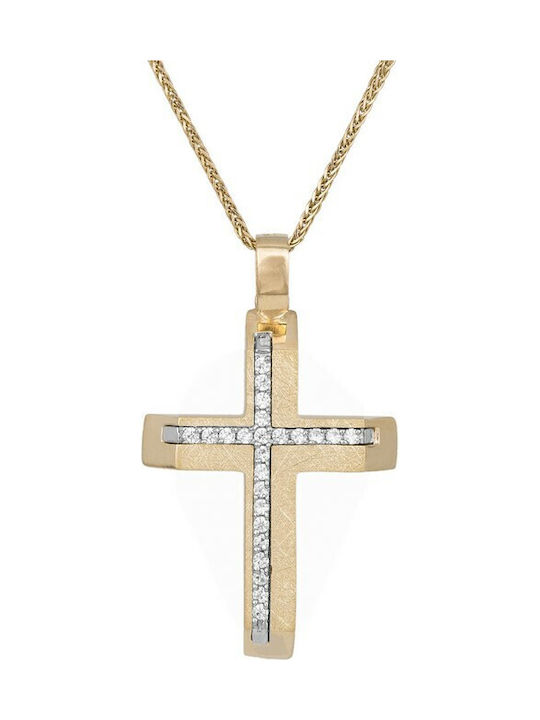 Damen Gold Kreuz 14K mit Kette