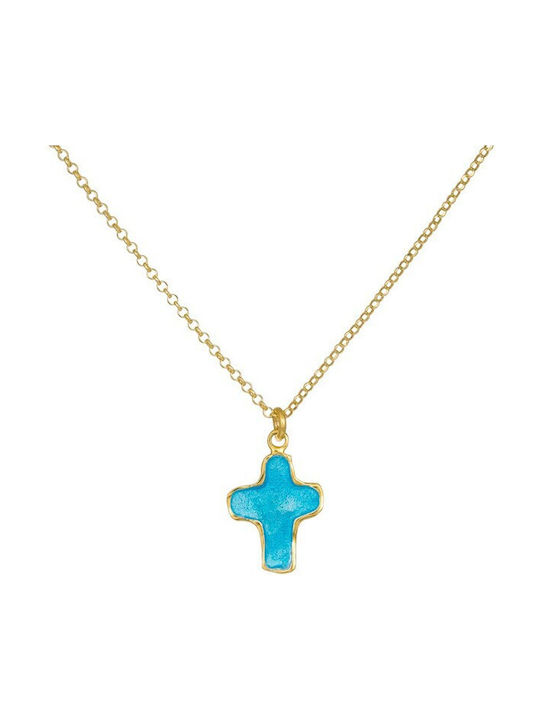 Women's Cross from Gold Plated Silver with Chain