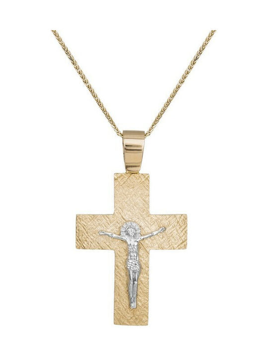 Herren Gold Kreuz 14K mit Kette