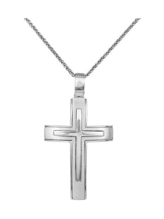 Herren Weißgold Kreuz 14K mit Kette