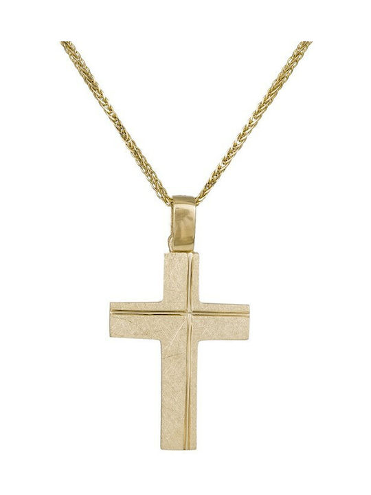 Herren Gold Kreuz 14K mit Kette