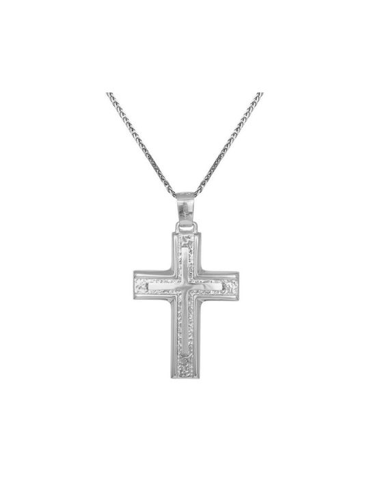 Men's White Gold Cross 9K with Chain