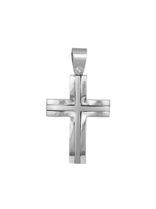 Men's White Gold Cross 14K