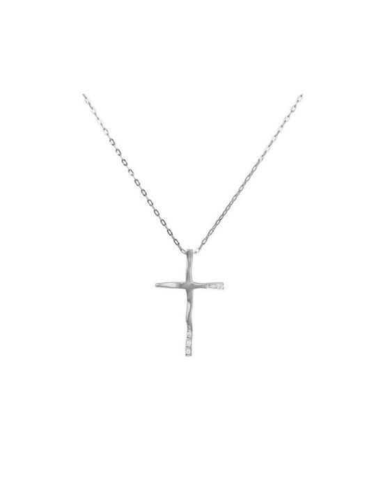 Damen Weißgold Kreuz 18K mit Kette