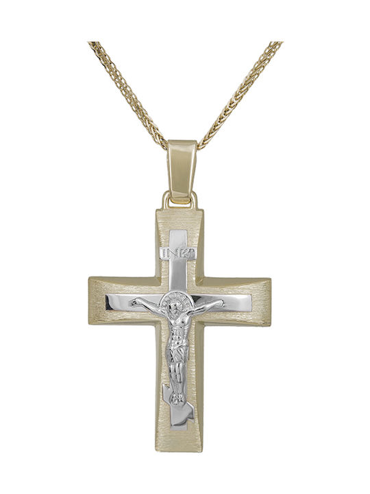 Herren Gold Kreuz 14K mit dem Gekreuzigten mit Kette