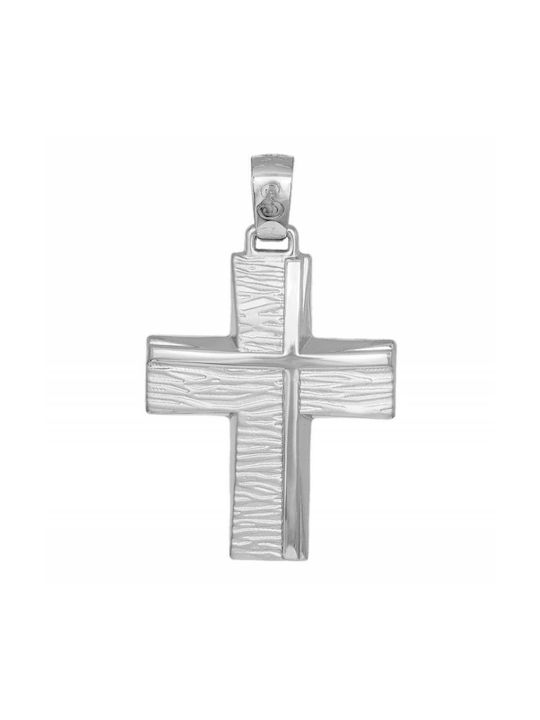 Men's White Gold Cross 14K