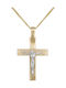 Herren Gold Kreuz 14K mit dem Gekreuzigten mit Kette