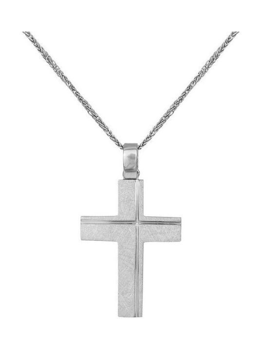 Herren Weißgold Kreuz 14K mit Kette