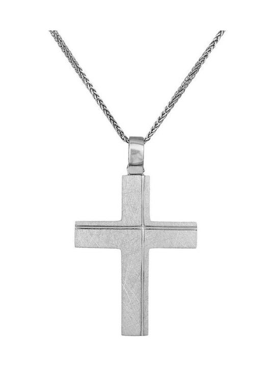 Herren Weißgold Kreuz 14K mit Kette