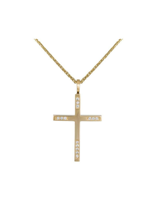 Damen Gold Kreuz 14K mit Kette