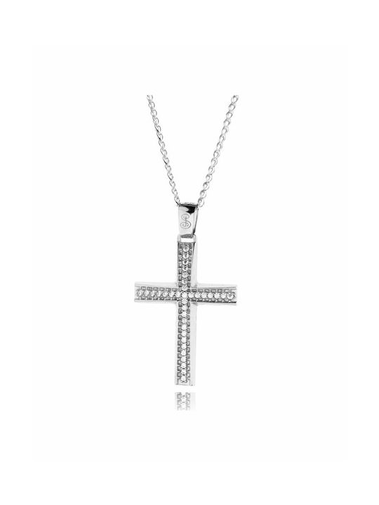 White Gold Cross 14K with Chain