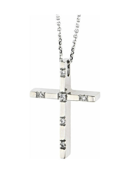 Women's White Gold Cross 18K with Chain