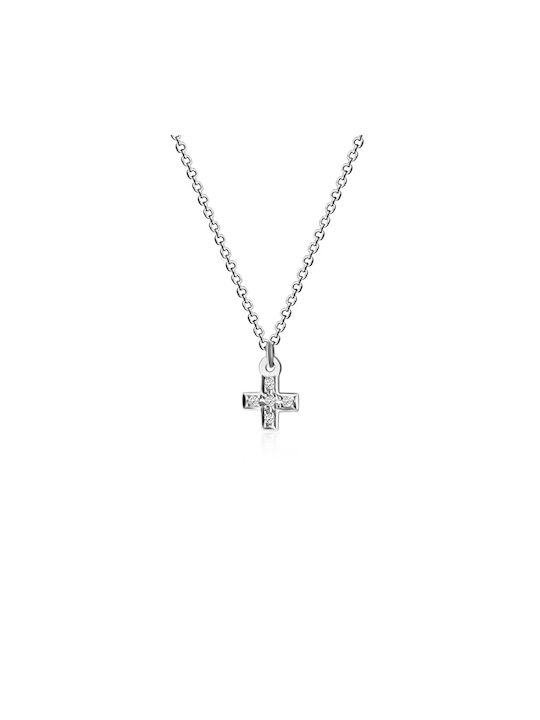 Ekan White Gold Cross 14K with Chain