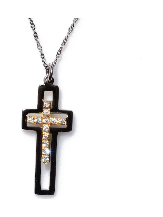 Bizoutaki Kreuz aus Vergoldetem Silber mit Kette
