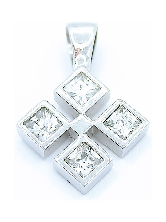 PS Silver White Gold Cross 14K