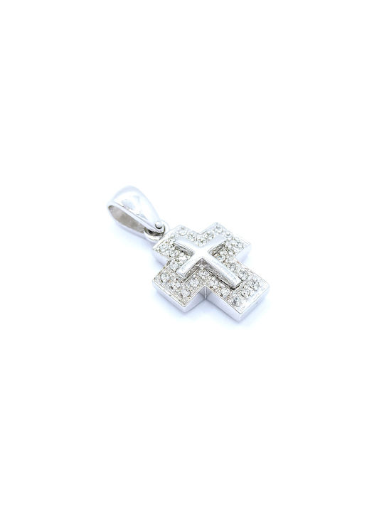 PS Silver White Gold Cross 14K