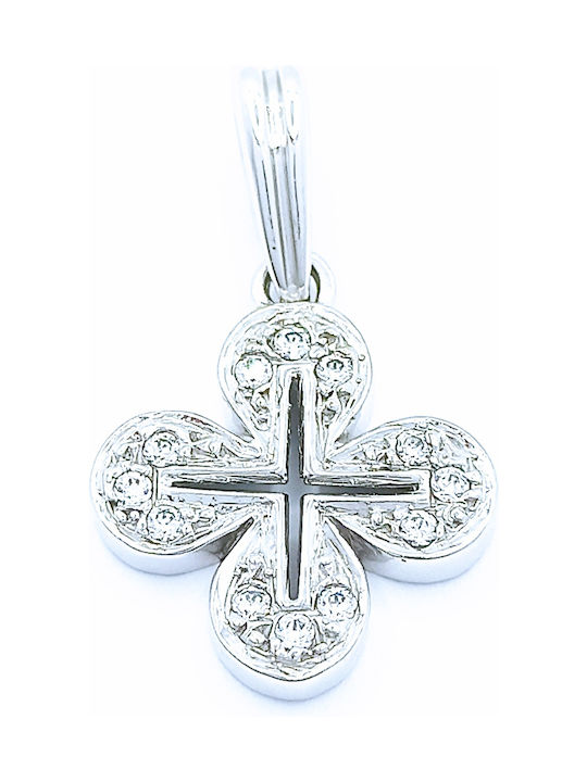 PS Silver White Gold Cross 14K