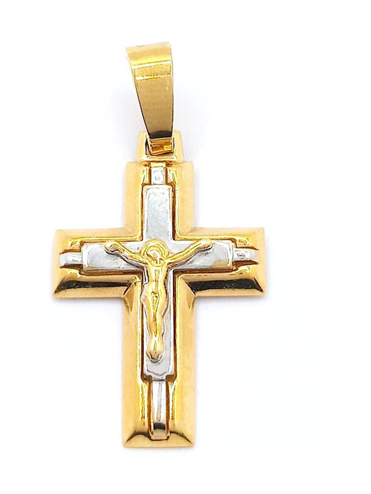 PS Silver Gold Kreuz 14K mit dem Gekreuzigten