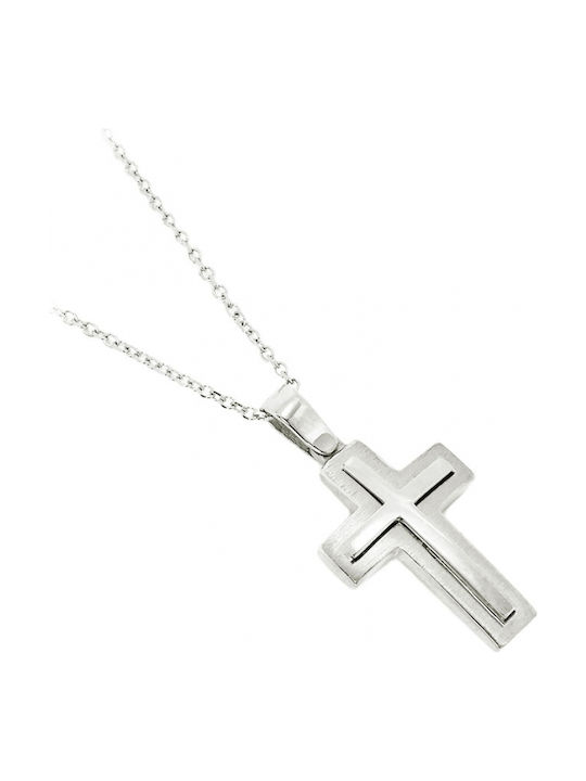 Art d or Men's White Gold Cross 14K with Chain