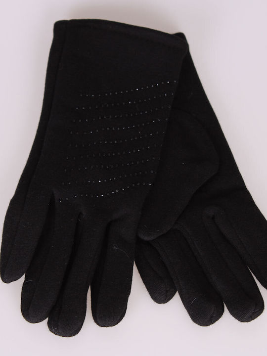 Μαύρα Γυναικεία Γάντια Αφής με Γούνα