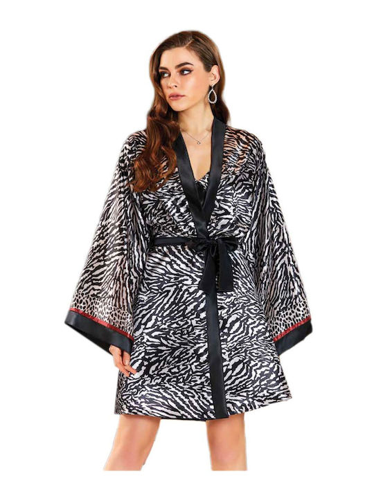 FMS Winter Women's Robe with Nightdress Black