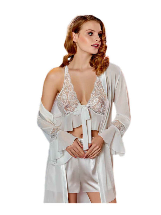 FMS Winter Bridal Women's Robe with Pyjama White