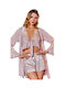 FMS Winter Braut Damen Robe mit Pyjama Rosa