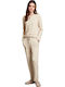 Penye Mood Winter Damen Pyjama-Set Beige
