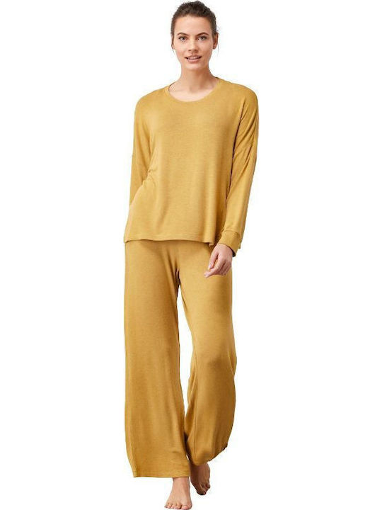 Penye Mood Winter Damen Pyjama-Set Gelb