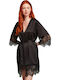 Penye Mood Sommer Damen Satin,σατεν Robe mit Nachthemd Schwarz