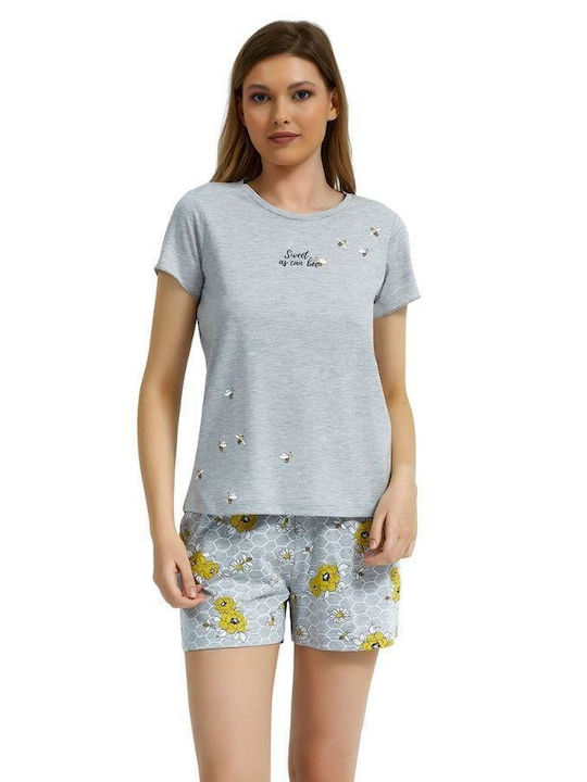 Roly Poly De vară Set Pijamale pentru Femei De bumbac Gri