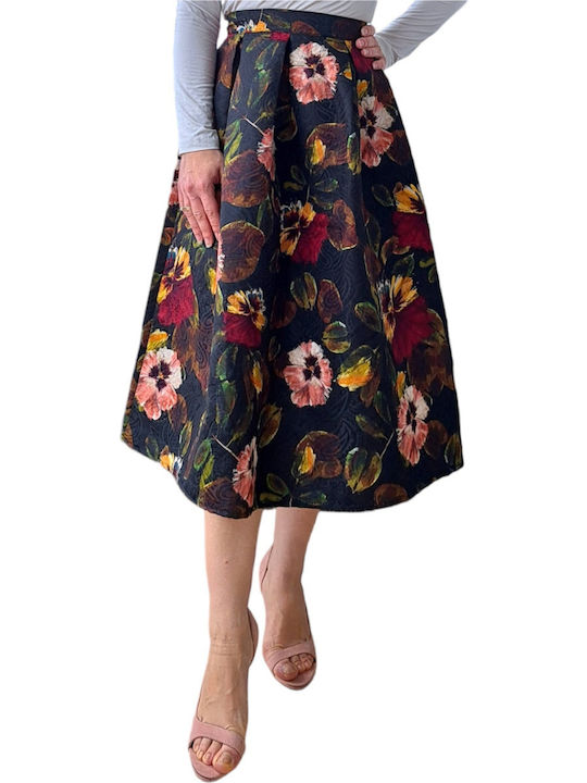 Remix High Waist Women's Skirt Floral Black