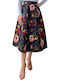 Remix High Waist Women's Skirt Floral Black