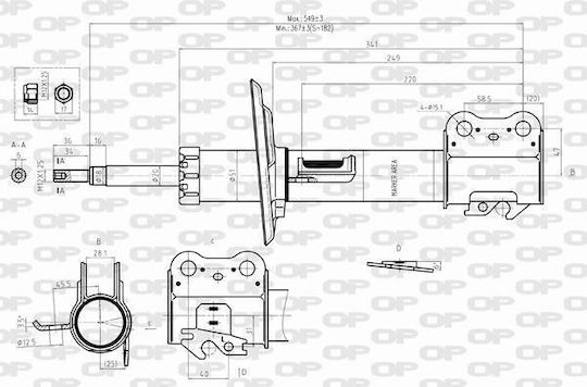 Open Parts Set amortizoare 1buc pentru Toyota Yaris Daihatsu Charade