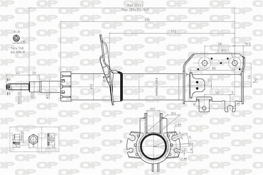 Open Parts Αμορτισέρ 1τμχ για Fiat Idea Lancia Ypsilon