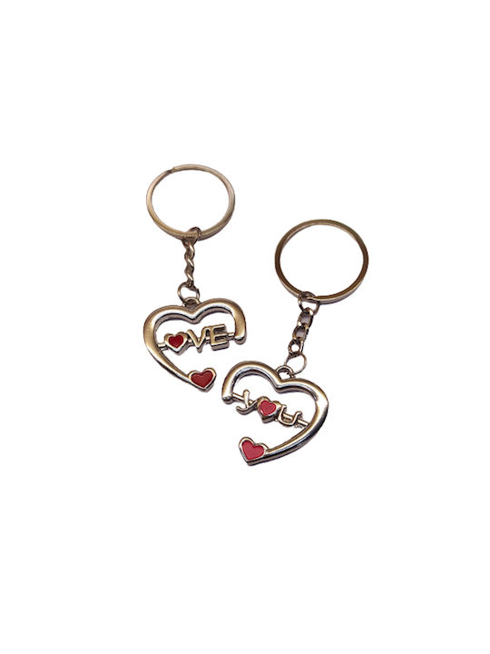 Set Keychain You Love You Metallic for Couples 2pcs