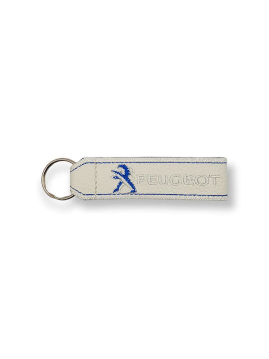 Keychain Piele Alb