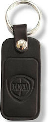 Lancia Handmade Black Leather Keychain