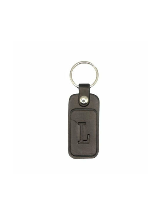 Handmade Keychain Leather Monogram Black