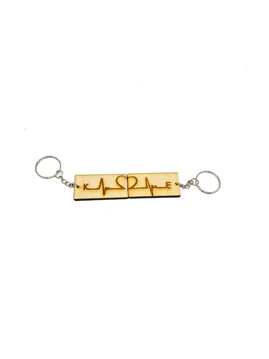 Woodseason Set Keychain Wooden Monogram 2pcs