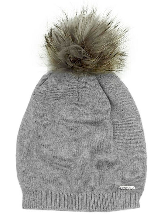 Pom Pom Beanie Γυναικείος Σκούφος Πλεκτός σε Γκρι χρώμα